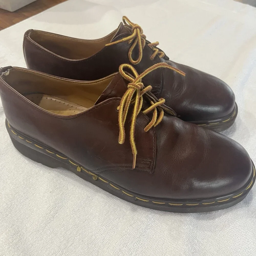Vtg‎ Dr Martens 1461 Oxblood Smooth Leather 3 Eyes Shoe Air Wair 11